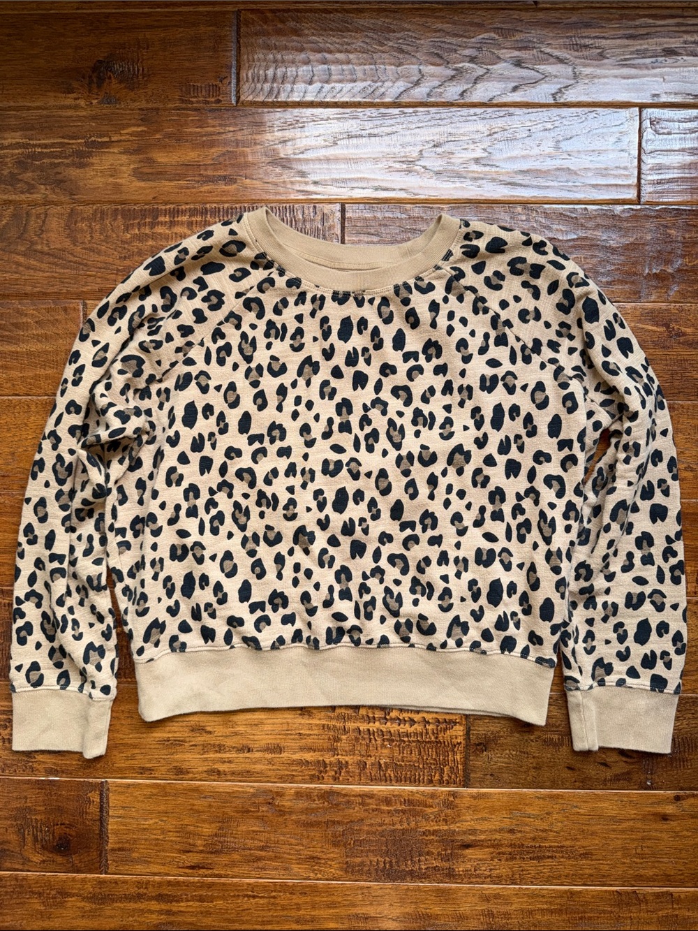 J. Crew Vintage Fleece Leopard Crewneck Sweater, Small